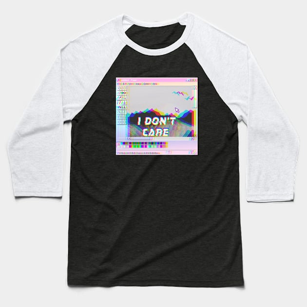 I don't care vaporwave Baseball T-Shirt by GroovyArt